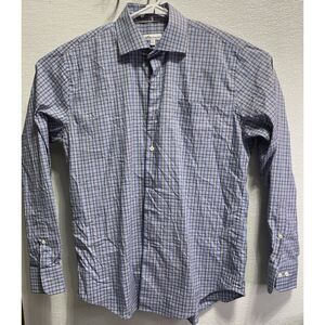 Peter‎ Millar Mens Long Sleeve Button Down Shirt Blue Size Large